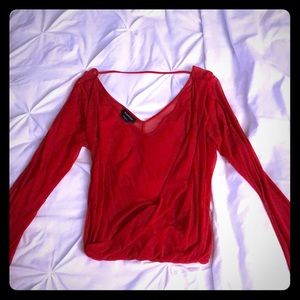 Bebe red mesh flattering top